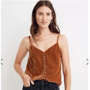 NWT Madewell Button Velvet Crop Top